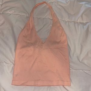 Light Pink Halter Neck Crop Top